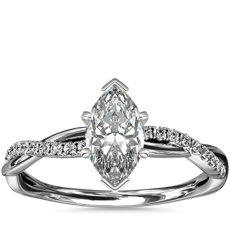 铂金小巧扭纹钻石订婚戒指（1/10 克拉总重量）